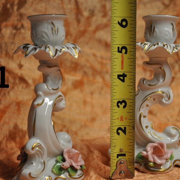 ornate porcelain candle holders west germany kunst (1) - Picture 5 of 5